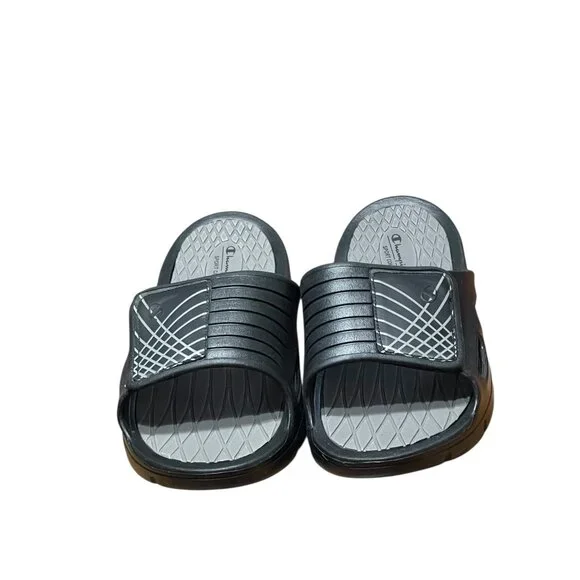 Champion Sport Comfort Slides Black/Gray Mens Size 15 Open Toe Sandals Non-Marki - Picture 2 of 10